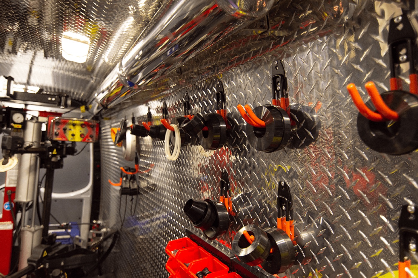 Tools and equipment inside a GoMobile Tires van